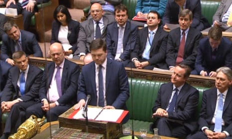 The new secretary of state for work and pensions Stephen Crabb speaking in the House of Commons.