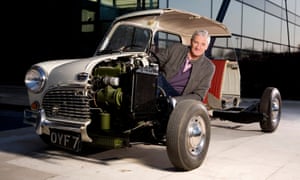 James Dyson photographed with an early Austin Mini