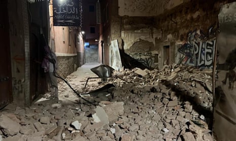 Damaged building sin the centre of Marrakesh.