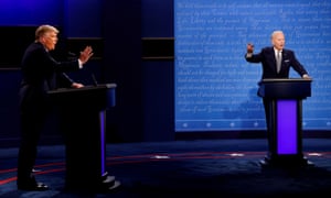Donald Trump and Democratic presidential nominee Joe Biden at the first presidential debate on 29 September.