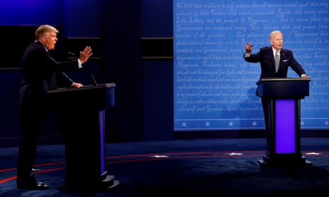 Donald Trump and Democratic presidential nominee Joe Biden at the first presidential debate on 29 September. 