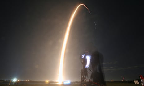 A SpaceX Falcon 9 rocket lifts off from launch pad LC-39A at the Kennedy Space Center last week with the Intuitive Machines' Nova-C lunar lander mission on board.