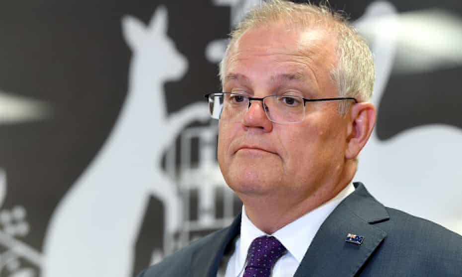 Australian Prime Minister Scott Morrison at a press conference in Brisbane