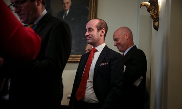Stephen Miller attends a cabinet meeting with Donald Trump last month.
