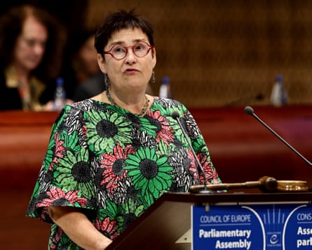 Petra Bayr speaking at the Council of Europe in Strasbourg.