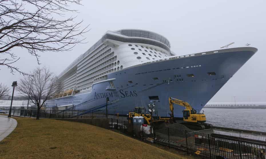 The cruise ship Anthem of the Seas is docked at the Cape Liberty Cruise Port on Friday in Bayonne, New Jersey.