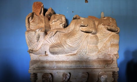 Beheaded statues at the museum in Palmyra