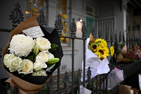 Floral tributes outside the residence of Jesse Baird in Sydney.