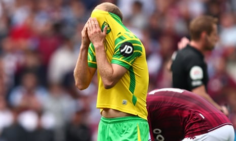 Teemu Pukki of Norwich looks dejected as their relegation is confirmed.