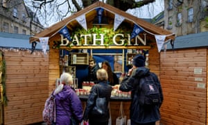 A stall selling gin at Bath’s Christmas market.