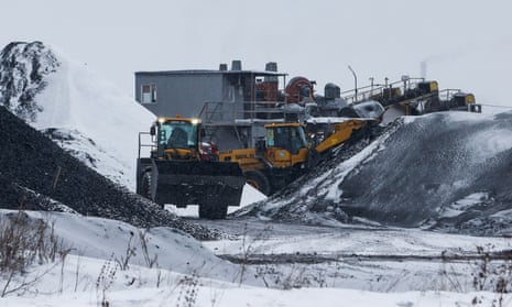 Operations at Razrez Inskoy coal enterprise in the Kemerovo region of Russia.