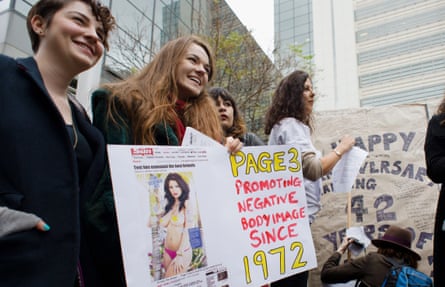 Feminist campaigners protesting in 2012 against the Sun’s use of topless women on its Page 3.