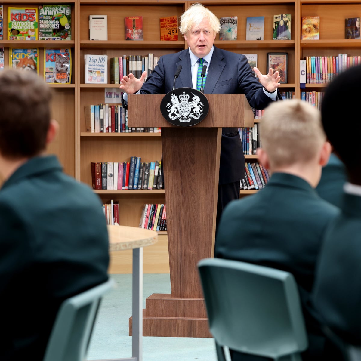 Books Seen Behind Boris Johnson Tell Their Own Story Boris Johnson The Guardian
