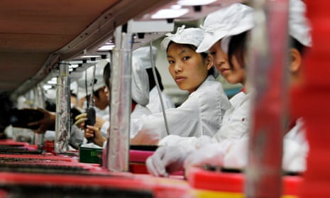 A Foxconn electronics production line in China
