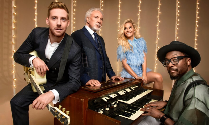 Wilson with fellow The Voice judges Sir Tom Jones, Rita Ora and Will.i.am.