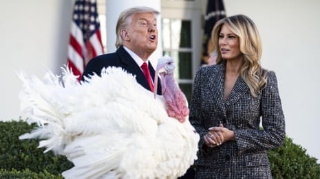 'Will you pardon yourself?': Trump ignores questions after pardoning turkey – video