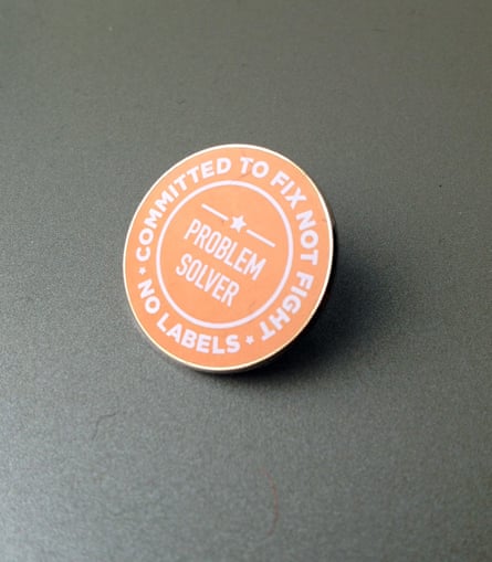 Orange ‘No Labels’ pin
