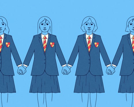 Illustration by Matt Kenyon of four schoolgirls in uniform