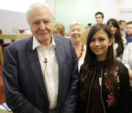 David Attenborough with Black2Nature founder Mya-Rose Craig, AKA Birdgirl, in 2016
