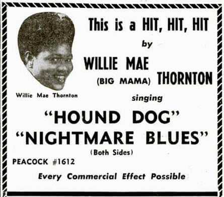 A Billboard ad for Big Mama Thornton’s Hound Dog, 1953.