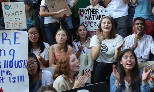 Greta Thunberg Joins Hundreds Of Teenagers In Climate Protest In New York Video Environment The Guardian