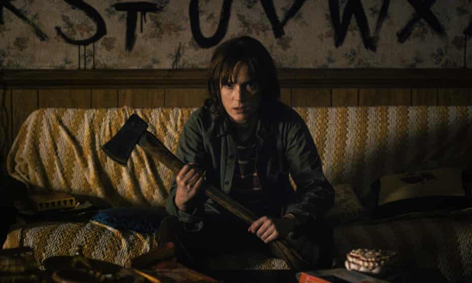 Frightful … an axe-wielding Winona Ryder in Stranger Things. 