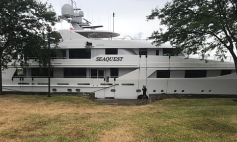 DeVos’s yacht docked in Huron, Ohio, before it was vandalized.