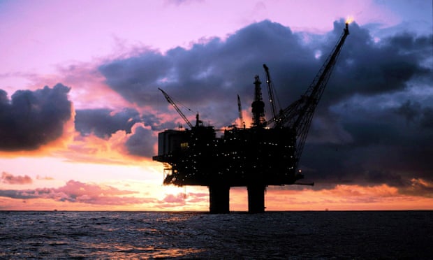 An oil platform in the North Sea.