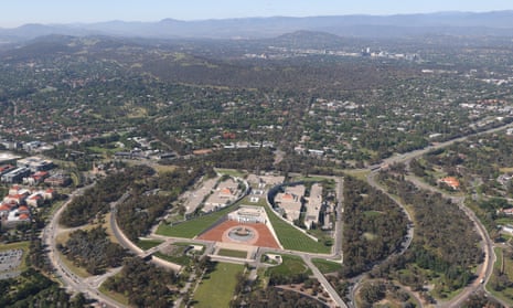 Aerial view of parliament house in Canberra