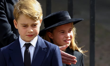 Prince George and Princess Charlotte after the service at Westminster Abbey.