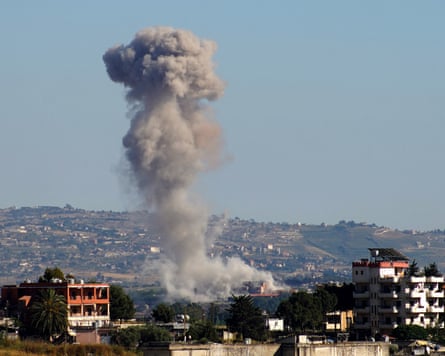 Smoke from an Irsaeli airstrike rises above Nabatieh