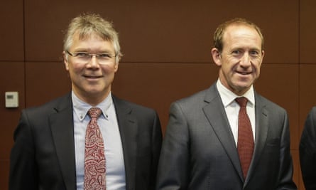 Andrew Little (R) and Labour foreign affairs spokesman David Parker (L).