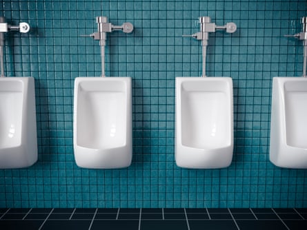 Urinals in a public bathroom.
