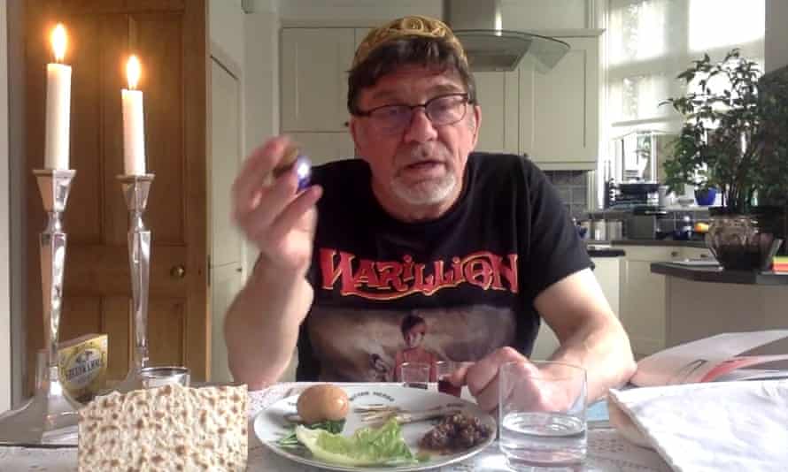 Rabbi Pete Tobias, 62, leading the Passover Seder.