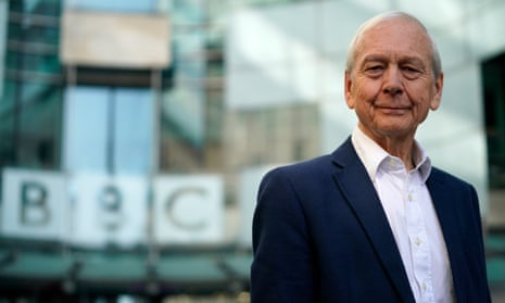 John Humphrys poses outside the BBC offices in London on his last day at Today.