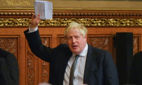 Boris Johnson in the Houses of Parliament