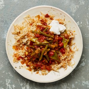 Meera Sodha’s Lebanese green beans and vermicelli rice.