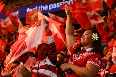 Tongan supporters celebrate a second win in a row.