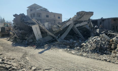 Debris and destruction at the site of an overnight Israeli strike on a neighbourhood in the Lebanese city of Baalbeck in the Bekaa valley.
