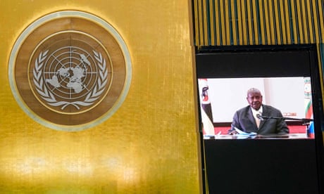 UN-DIPLOMACY-GENERAL ASSEMBLY<br>Uganda's President Yoweri Kaguta Museveni remotely addresses the 76th session of the United Nations General Assembly at UN headquarters on September 23, 2021 in New York. (Photo by Mary Altaffer / POOL / AFP) (Photo by MARY ALTAFFER/POOL/AFP via Getty Images)