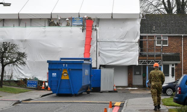 The Skripal house being decontaminated in Salisbury.