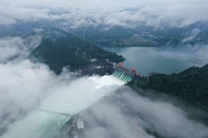 Hangzhou, China. Water is released through the Xin’an River dam in Jiande in the eastern Chinese province of Zhejiang