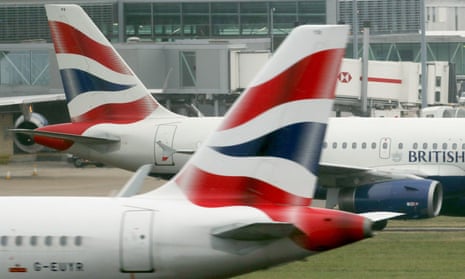 British Airways planes on the runway at Heathrow Airport