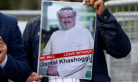A demonstrator holds picture of Jamal Khashoggi during a protest in front of Saudi Arabia’s consulate in Istanbul.