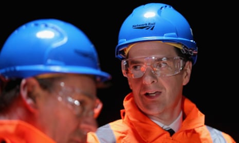 Chancellor George Osborne during a visit to Farnworth Tunnel electrification works in Bolton. 