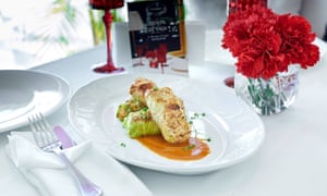Cabbage leaves stuffed with crayfish tails at Zhivago