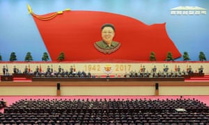 Kim Jong-un, centre, at a celebration of the 75th anniversary of the birth of his father Kim Jong-il, last week, shortly after his half-brother’s death.