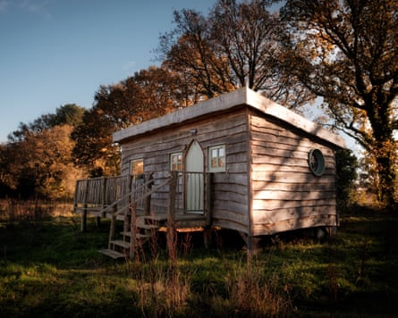 A cabin at Starcroft Farm near Battle in East Sussex.