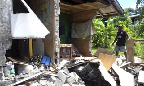 A damaged home in the Solomon Islands.