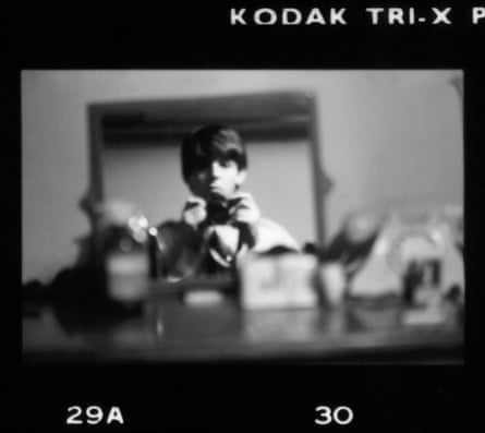 Black and white Paul McCartney self-portrait taken looking in a mirror
